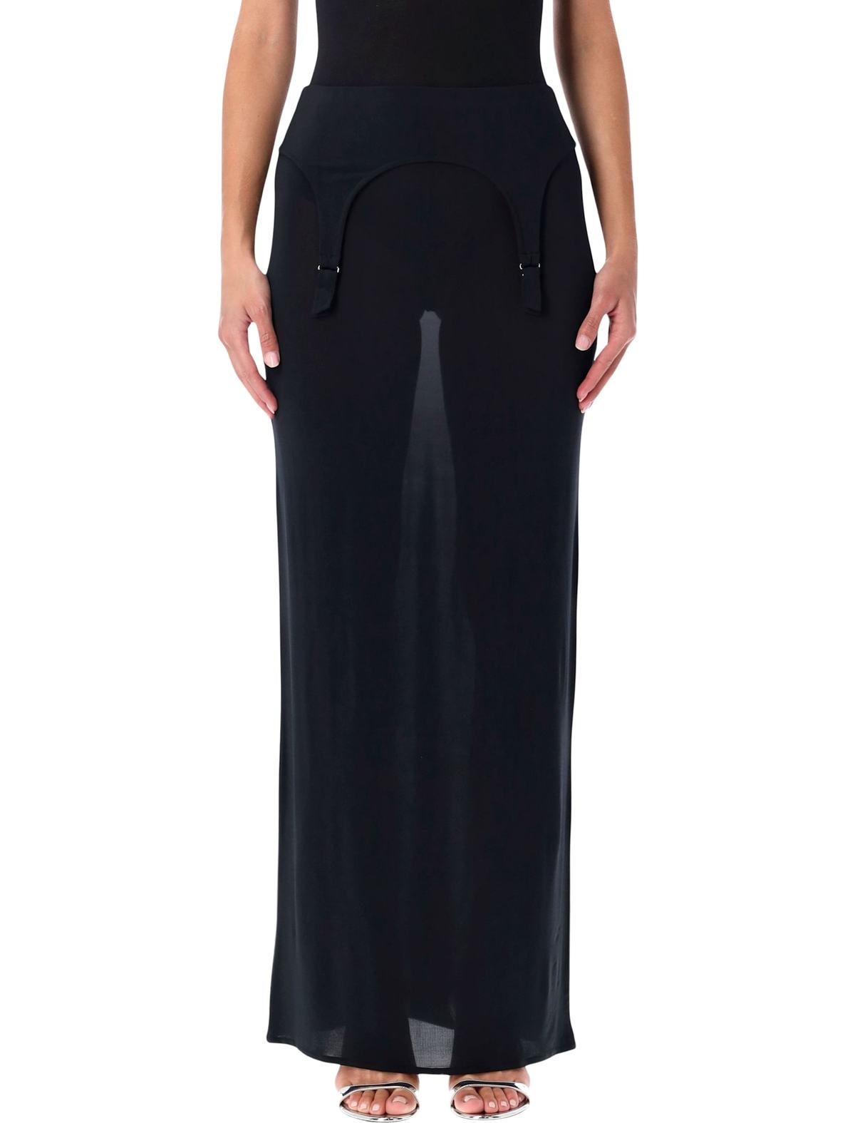 Jean Paul Gaultier Long Sheer Skirt With Lingerie Details Skirt - Dark Navy - Image 1 of 3