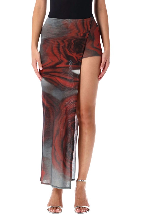 Jean Paul Gaultier Tulle Skort - Red/Blurry Roses