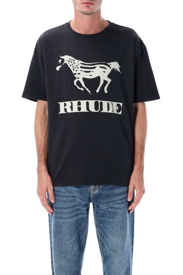 RHUDE Dinero Graphic Cotton T-Shirt - Vintage Black