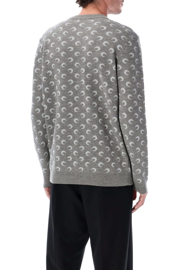 MARINE SERRE Moon Jacquard Crewneck Sweater - Misty Grey
