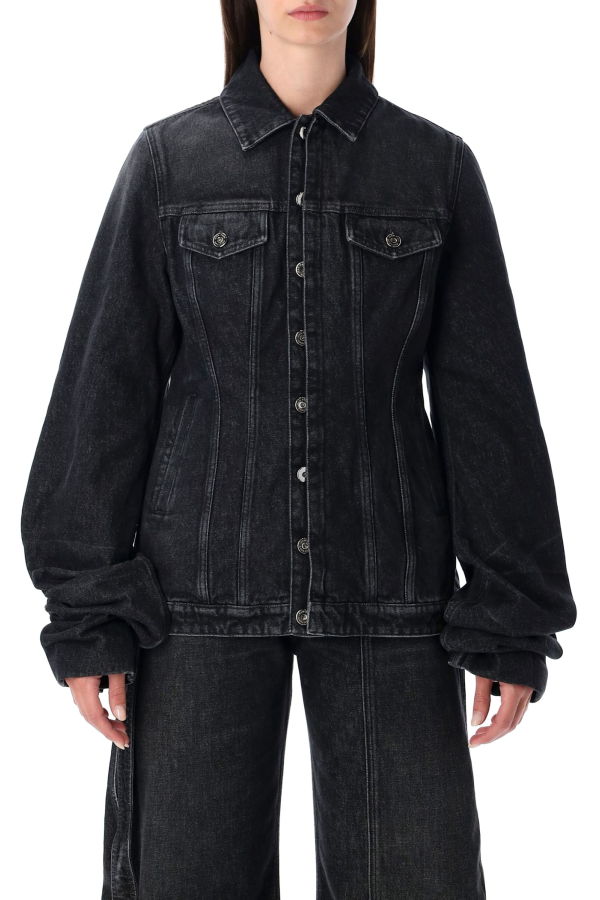 Jean Paul Gaultier Black Oversized-Sleeve Denim Jacket - Vintage Black