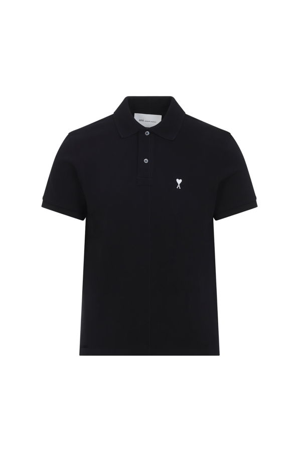 Ami Alexandre Mattiussi Contrasted De Coeur Polo Shirt - Noir Blanc Creme
