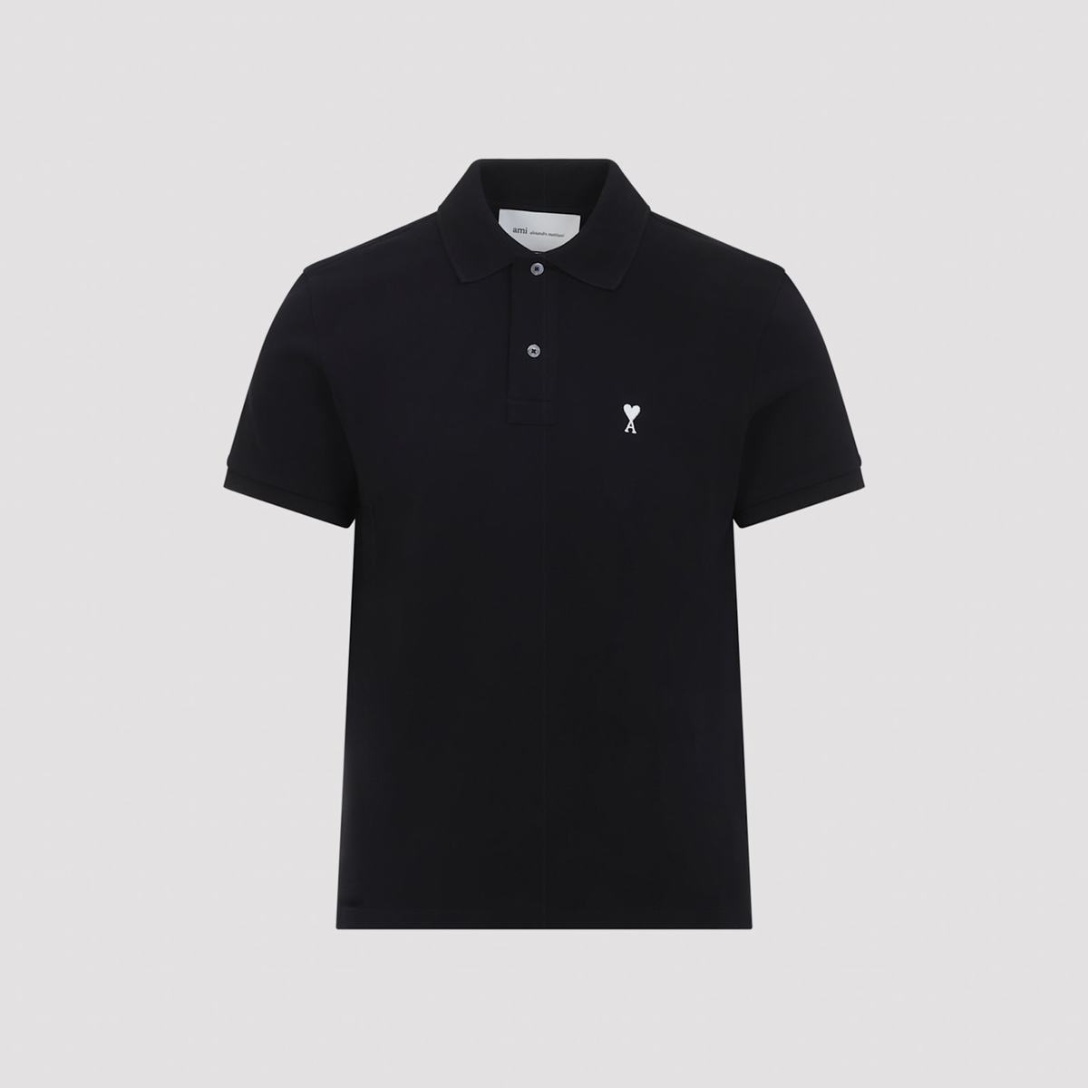 Ami Alexandre Mattiussi Contrasted De Coeur Polo Shirt - Noir Blanc Creme - Image 3 of 5