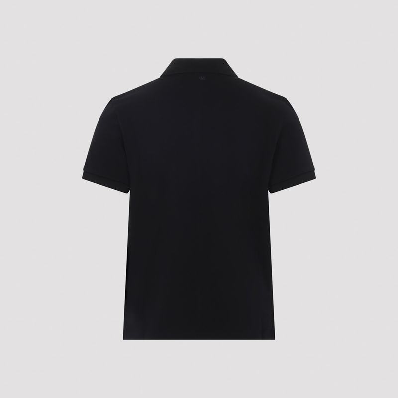 Ami Alexandre Mattiussi Contrasted De Coeur Polo Shirt - Noir Blanc Creme