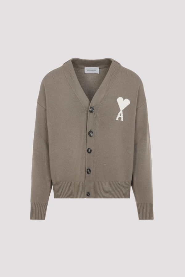 Ami Alexandre Mattiussi Wool Cardigan - Beige Taupe Ecru