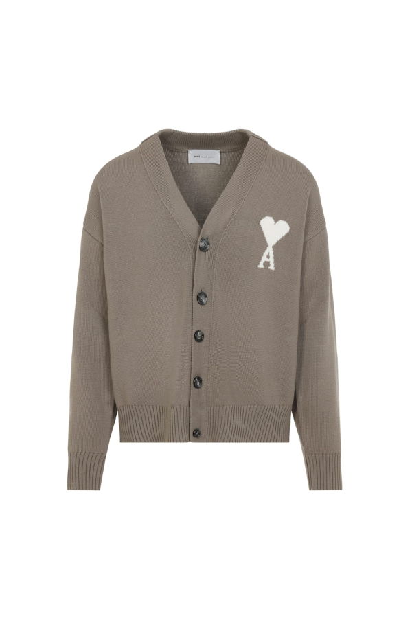 Ami Alexandre Mattiussi Wool Cardigan - Beige Taupe Ecru