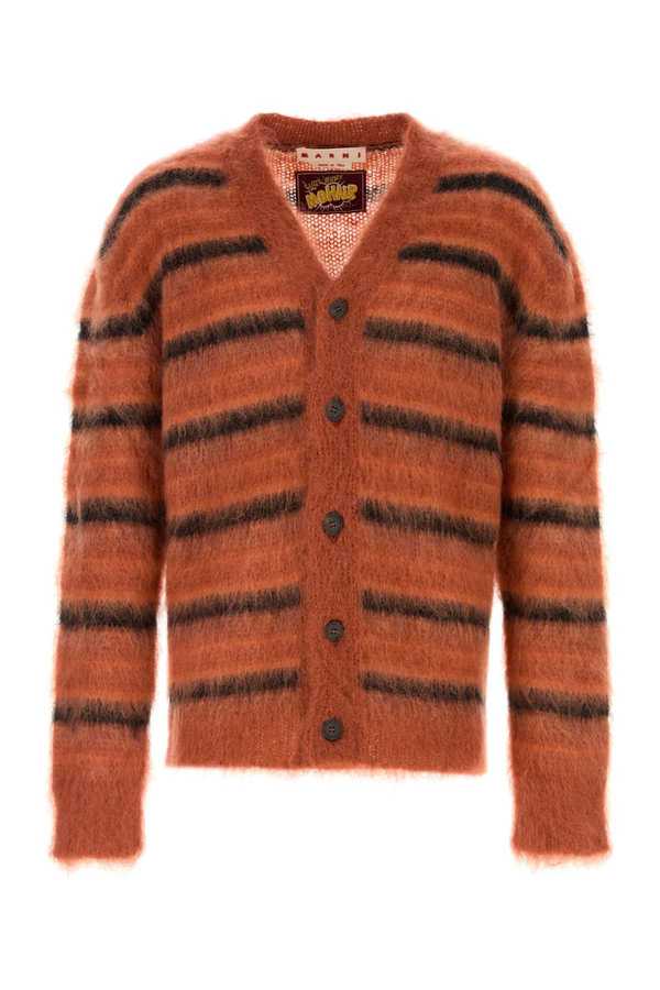 Marni Embroidered Mohair Blend Cardigan - Clay