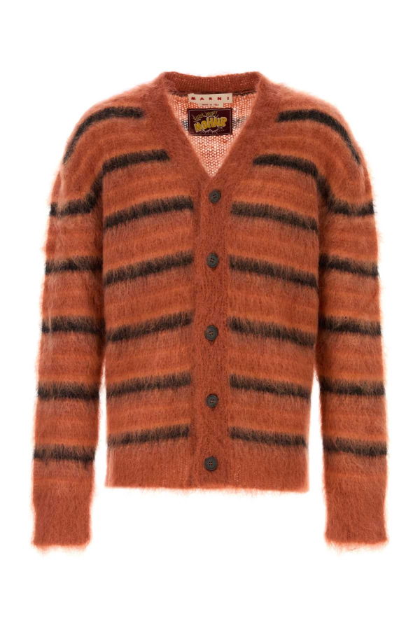 Marni Embroidered Mohair Blend Cardigan - Clay