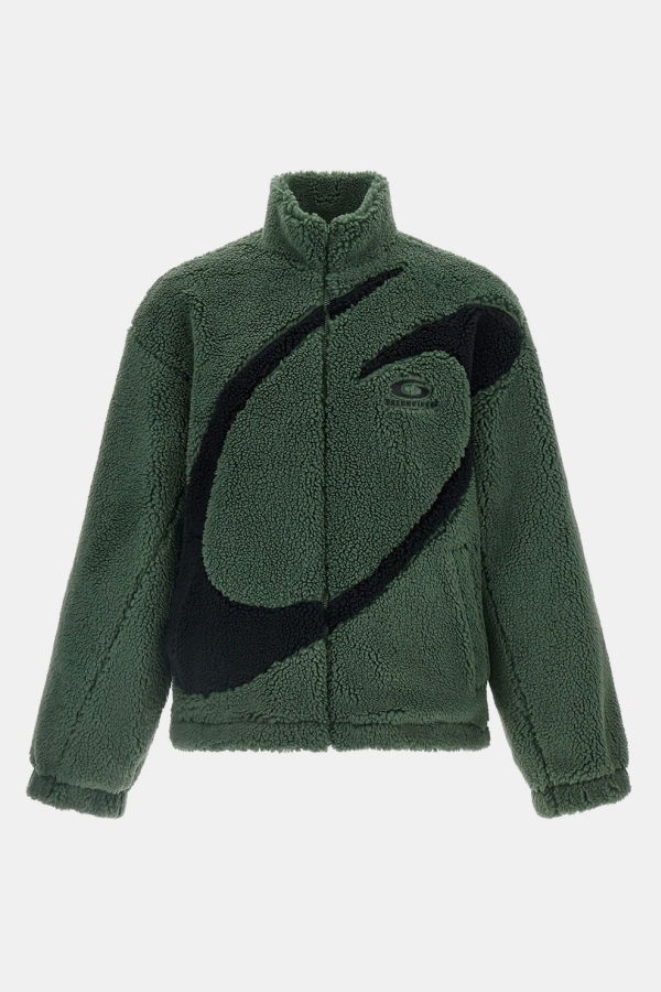 Balenciaga Fluffy Zip Up Jacket - Khaki