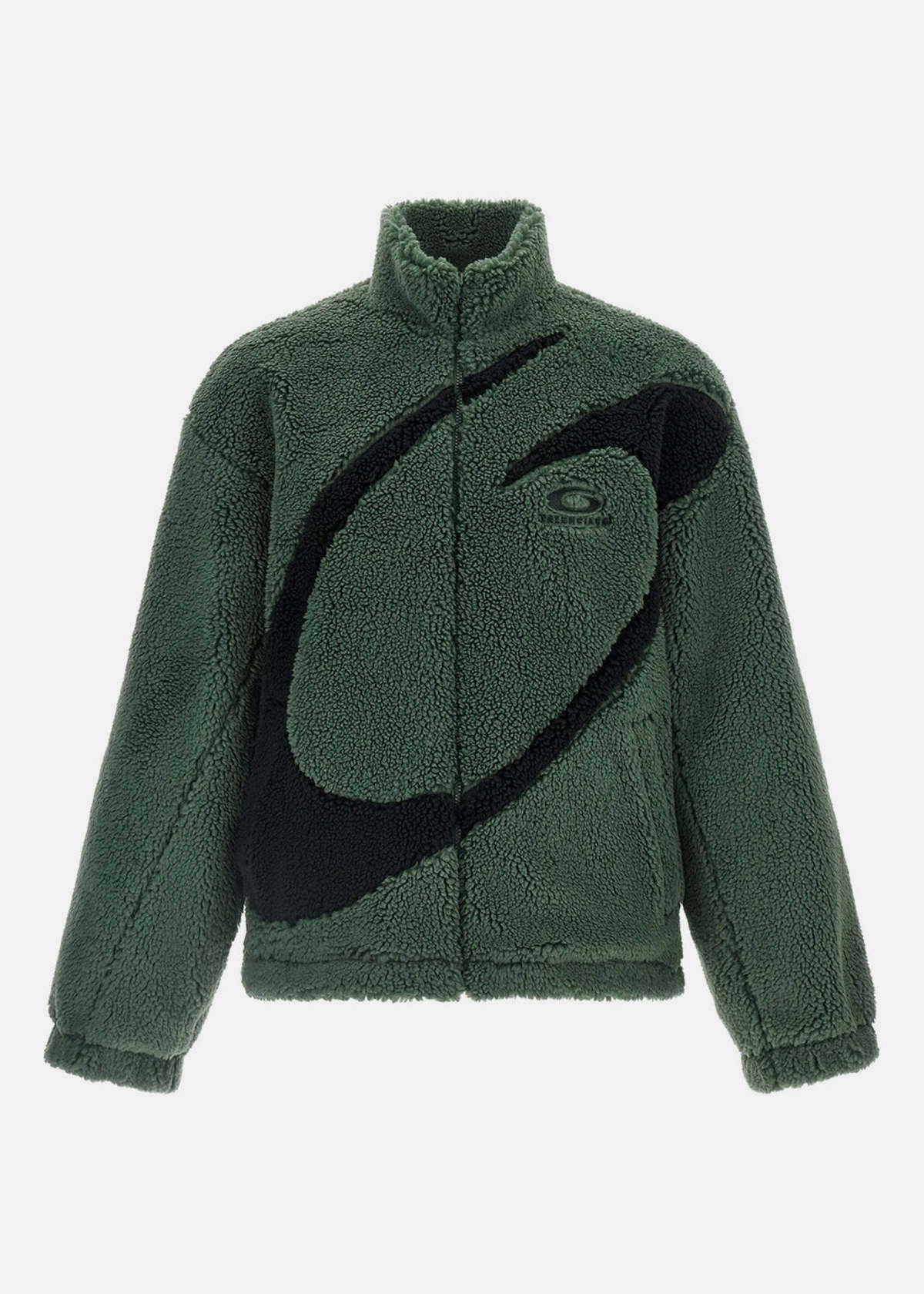 Balenciaga Fluffy Zip Up Jacket - Khaki - Image 1 of 2