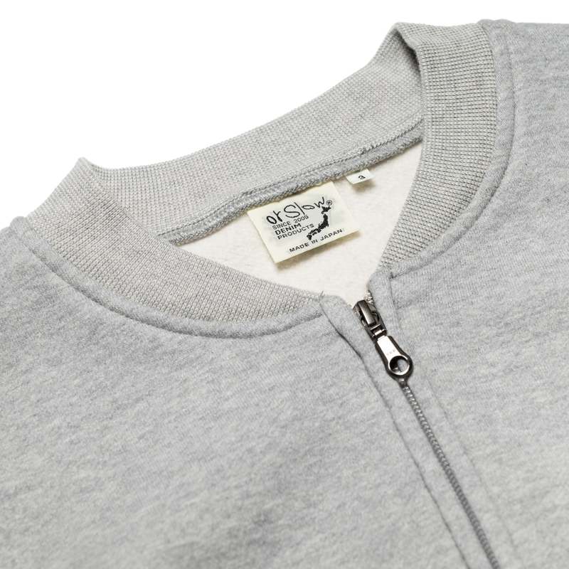 Orslow Front Zip Densely Knit Sweatshirt - Heather Grey