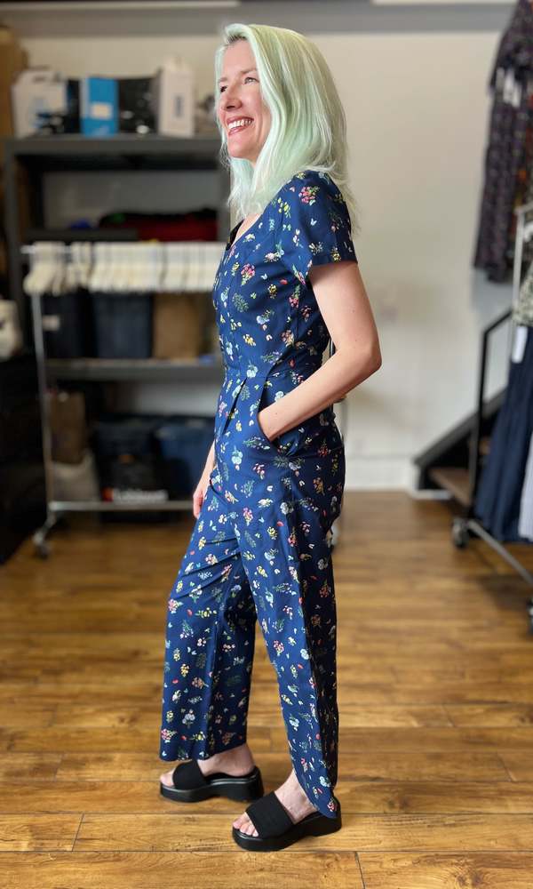Birds of North America Whinchat Gatherer Jumpsuit - Navy Blue