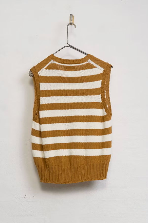Aequamente Chalk Stripe Knit Vest - Legno/Chalk