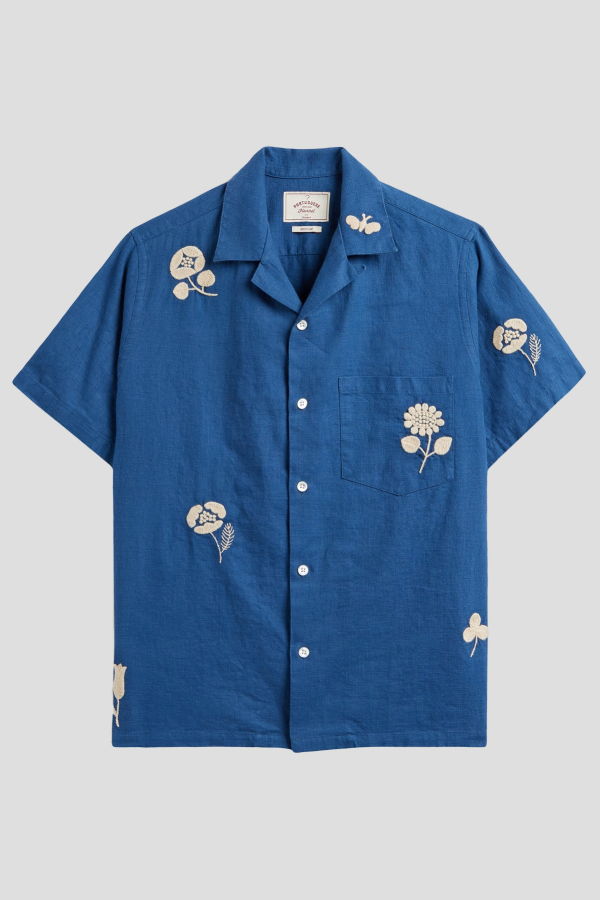 Portuguese Flannel Nature Ramie Shirt - Blue