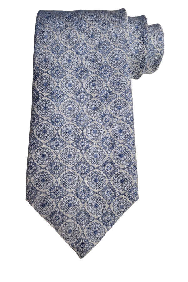 Etro Jacquard Paisley Print Silk Tie - Blue/Gray