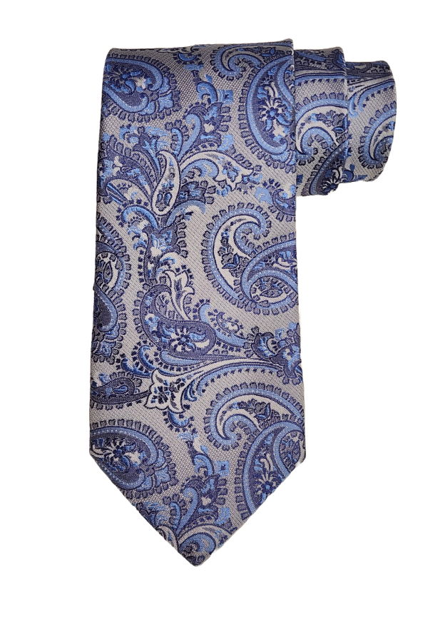 Etro Jacquard Paisley Print Silk Tie - Blue/Gray