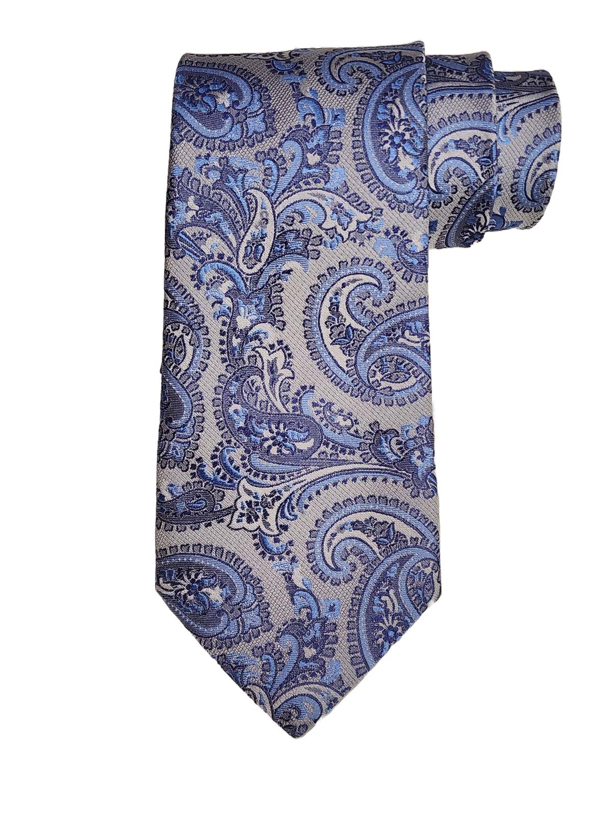 Etro Jacquard Paisley Print Silk Tie - Blue/Gray - Image 1 of 1