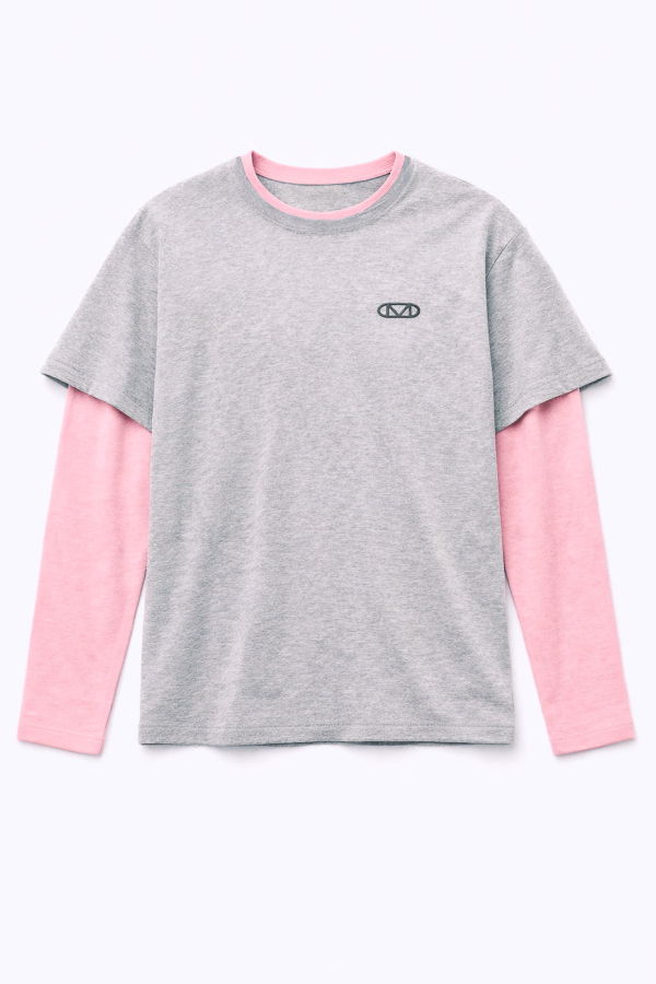Colmillo de Morsa Layered Pink Sleeve T-Shirt - Single Jersey Top