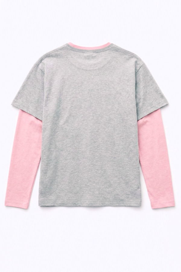 Colmillo de Morsa Layered Pink Sleeve T-Shirt - Single Jersey Top