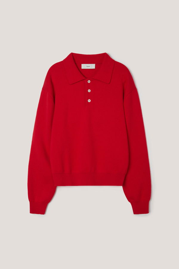 Dunst Unisex Collared Polo Sweater - Red