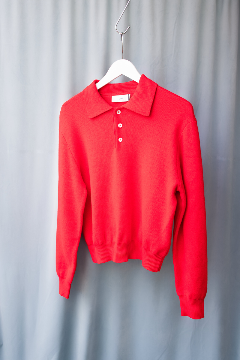 Dunst Unisex Collared Polo Sweater - Red