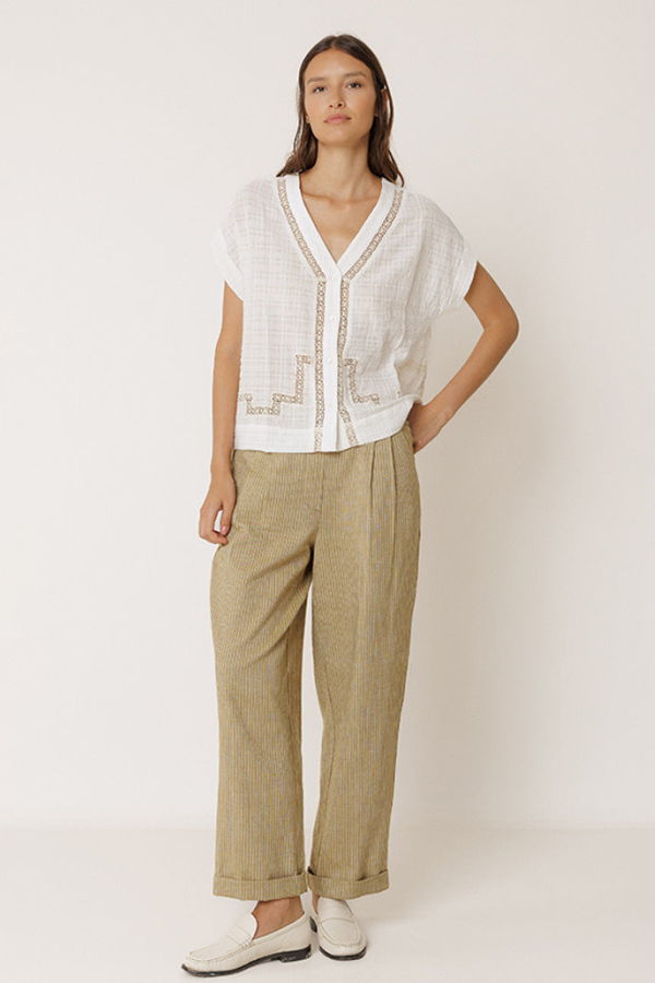 Indi & Cold Inset Lace Shirt - Ecru