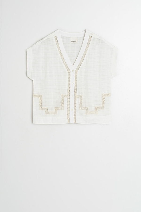 Indi & Cold Inset Lace Shirt - Ecru