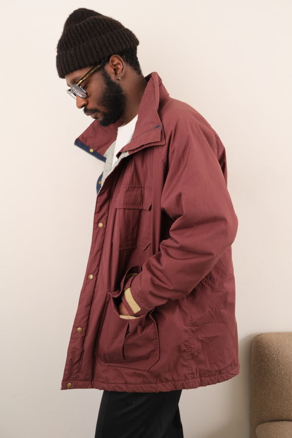 Hermine Vintage 80s Woolrich Wool Utility Jacket - Burgundy