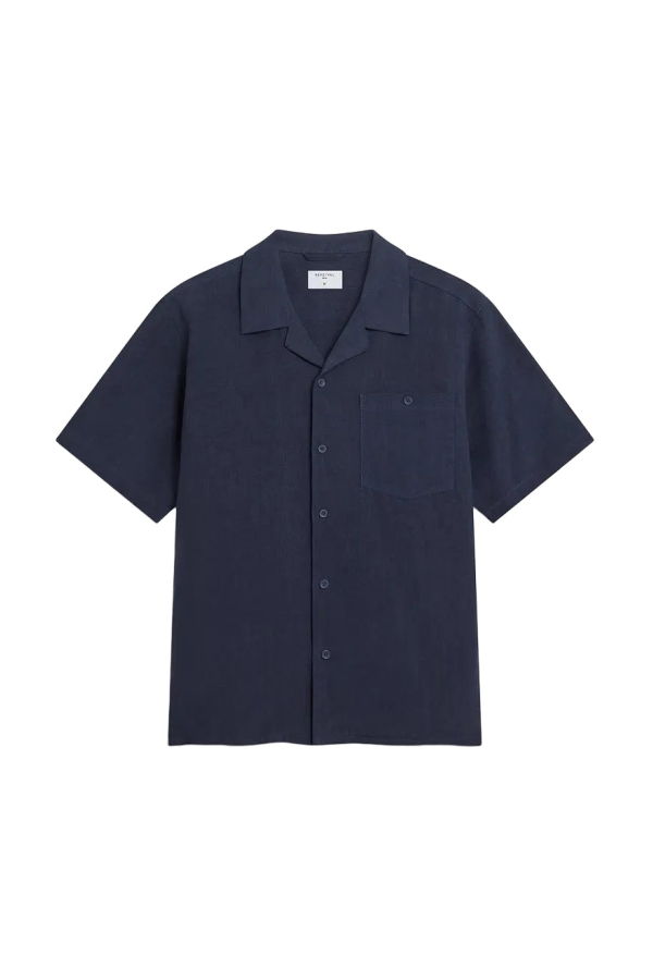 Percival Short Sleeve Cuban Shirt - Navy