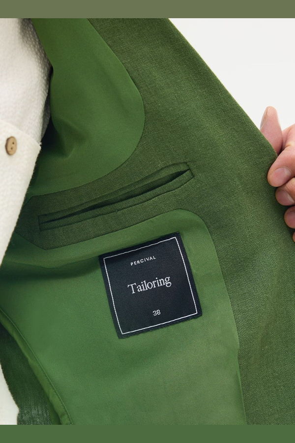 Percival Tailored Linen Blazer - Forest Green