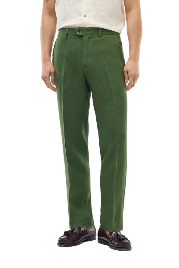 Percival Tailored Linen Trousers - Forest Green