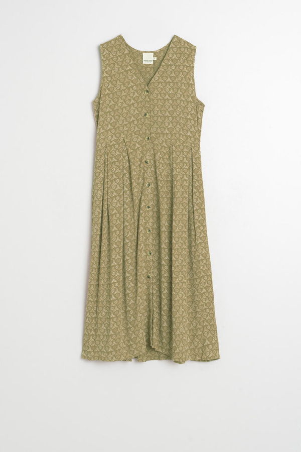 Indi & Cold Block Print Dress - Khaki