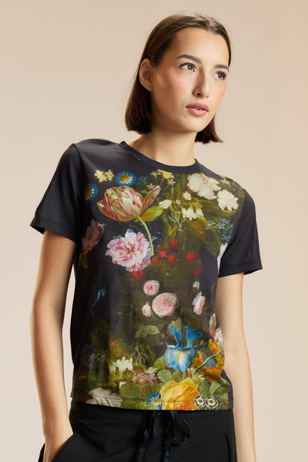 Cynthia Rowley Everyday Floral Tee - Black Bouquet
