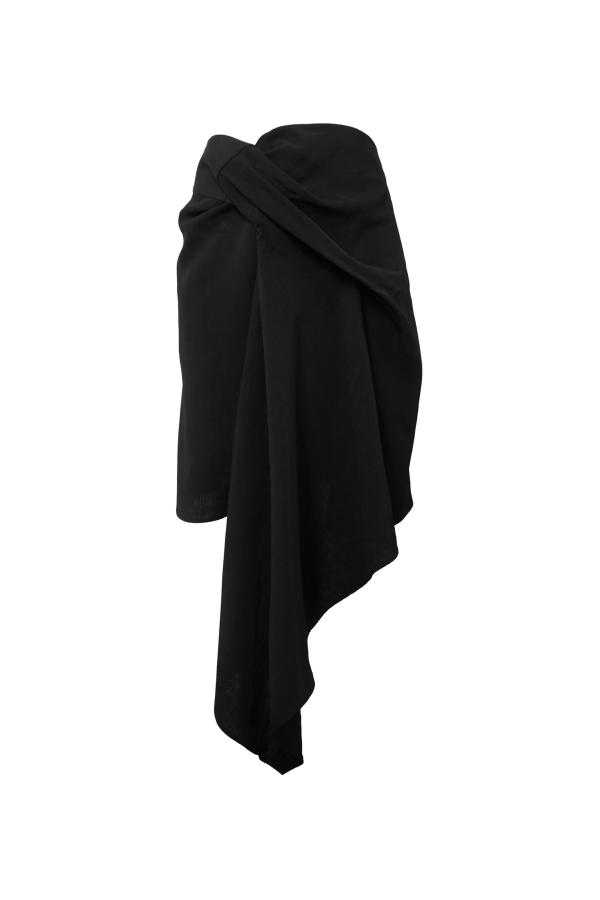 YIBRI Asymmetrical Twisted-Knot Structured Skirt