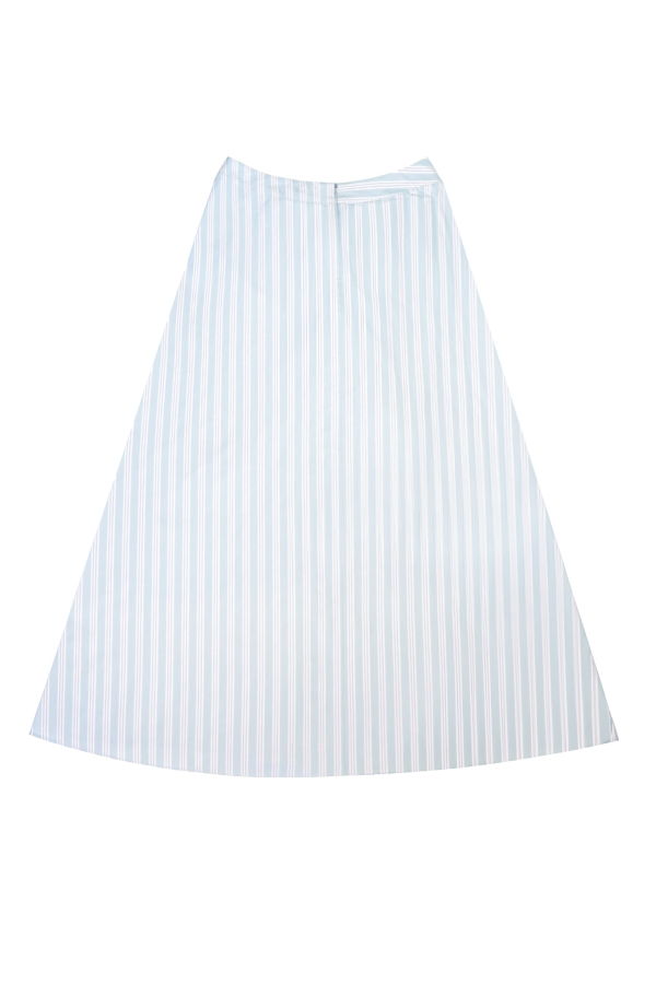 YIBRI Stonewashed Cotton Twill Twisted-Pleat Midi Skirt