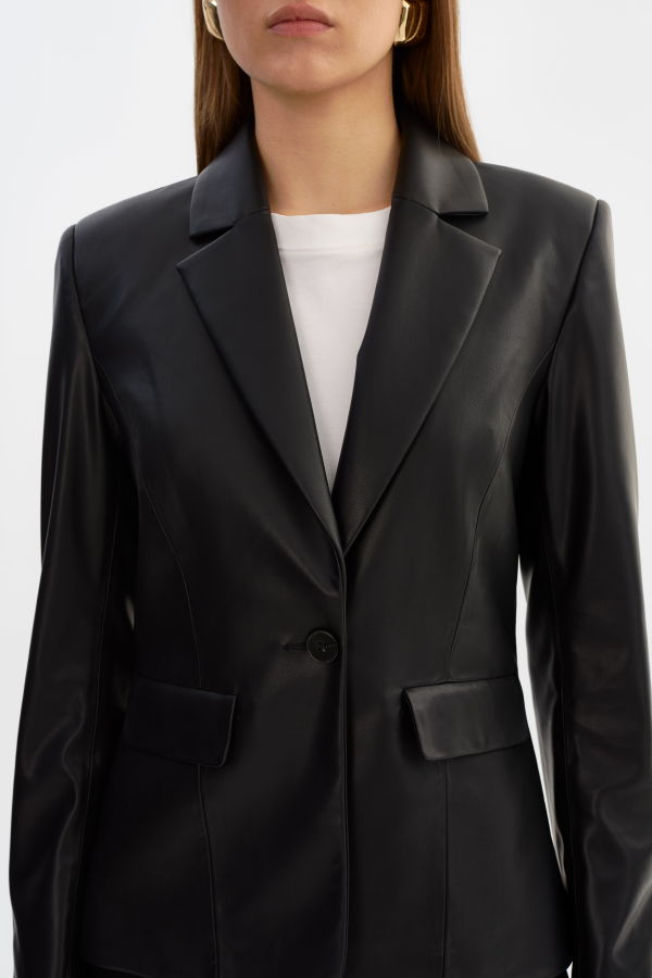 LAMARQUE Davie Faux Leather Blazer - Black