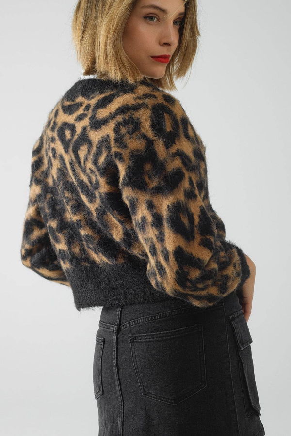 The Collective Park City Cozy Leopard Print Cardigan Sweater