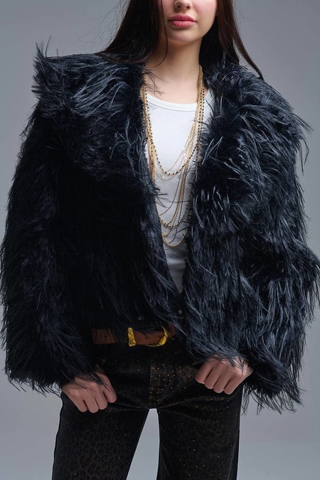 entire studios Vicinity Cropped Faux Fur Jacket - Trout | Garmentory