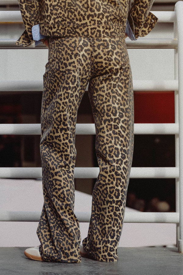 The Collective Park City Leopard Print Wide Leg Jean w Ombre Black Jeans - Brown