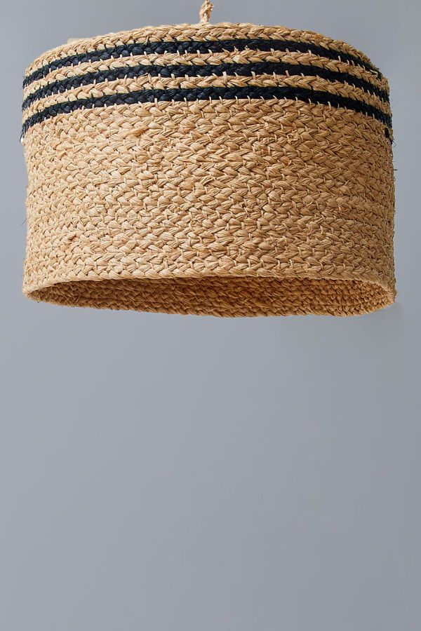 Indego Africa Striped Braided Raffia Lamp Shade