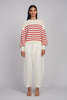 ELEVEN SIX Layla Stripe Sweater - Ivory + Rosso Stripe - Thumbnail 2