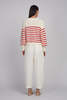 ELEVEN SIX Layla Stripe Sweater - Ivory + Rosso Stripe - Thumbnail 5