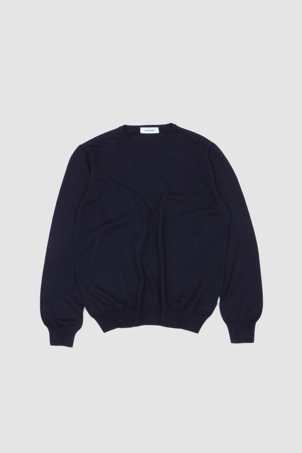 Gran Sasso Egyptian Cotton Crew Neck Sweater - Navy