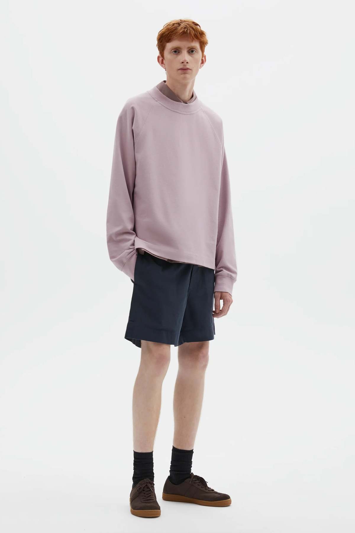 Margaret Howell Mock Neck T-Shirt Dry Cotton Jersey Heather Tee - Image 3 of 7