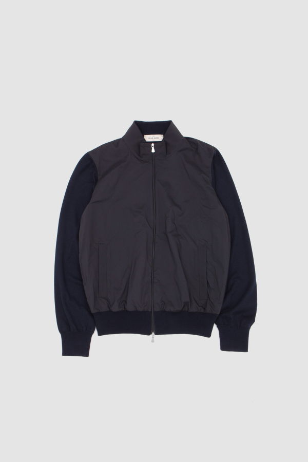 Gran Sasso Organic Cotton Zip-Up Jacket - Navy