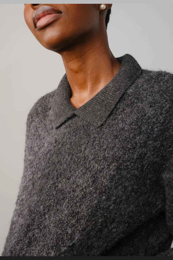 THE ENDERY Ramona Boucle Polo Sweater