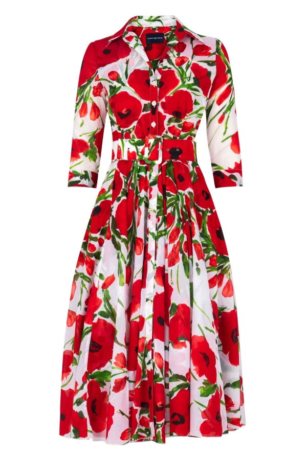 Samantha Sung Aster Fiori Poppy Small Dress - White Red