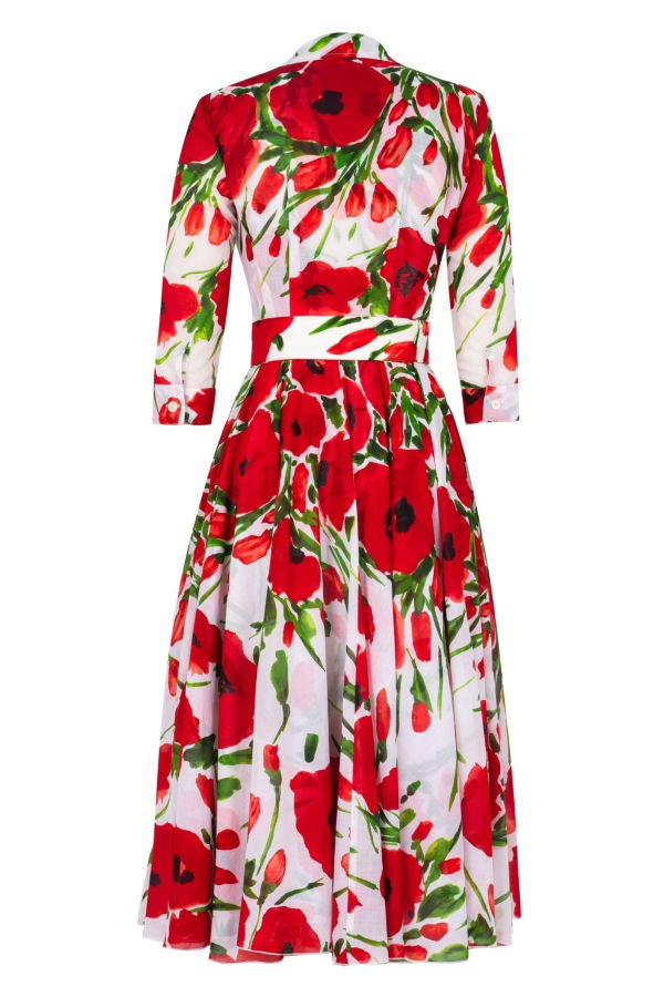 Samantha Sung Aster Fiori Poppy Small Dress - White Red
