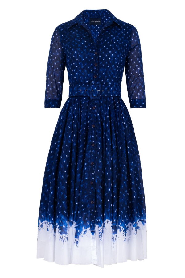 Samantha Sung Aster Shibori Midnight All Over Dress - Admiral Blue
