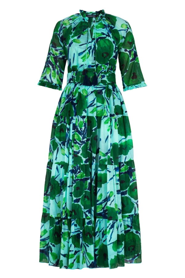 Samantha Sung Eden Fiori Poppy Big Pastel Dress - Soft Aqua Green